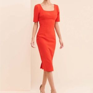 Cooper St Size 4 Red Square Neck Hailey Midi Sheath Dress